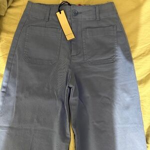 Bagatelle wide leg blue pants. Cropped leg.